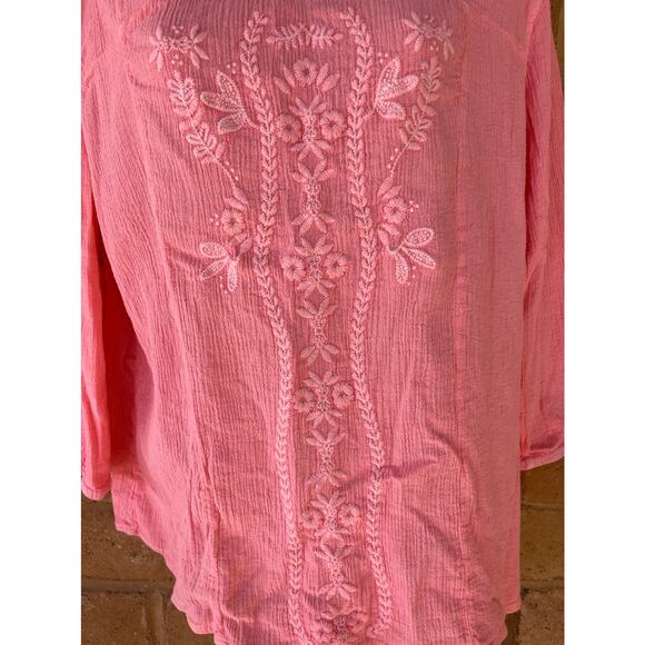 Fresh Produce Embroidered Pullover 3/4 Sleeve Tunic 100% Cotton Womens M Boho - Picture 5 of 12